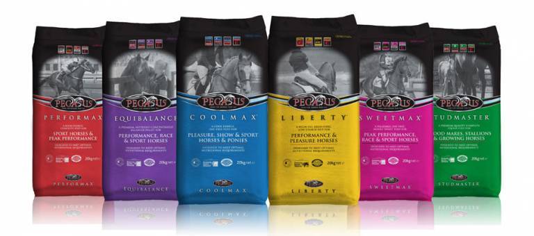 Montage of newly redesigned Pegasus feed bags.